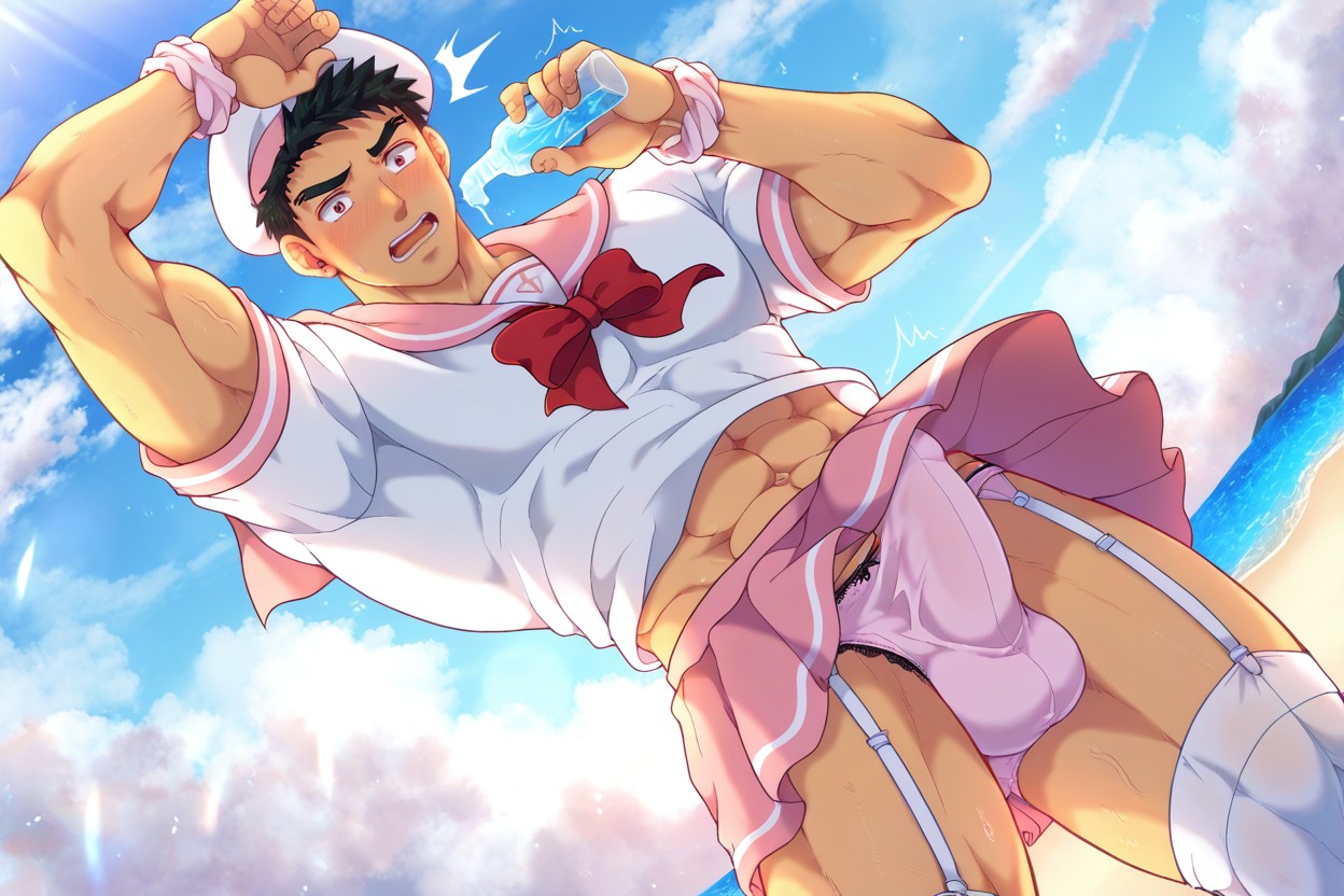 Embarrassed, Other Arm Holding Icepop, Blush AI Gay Porn