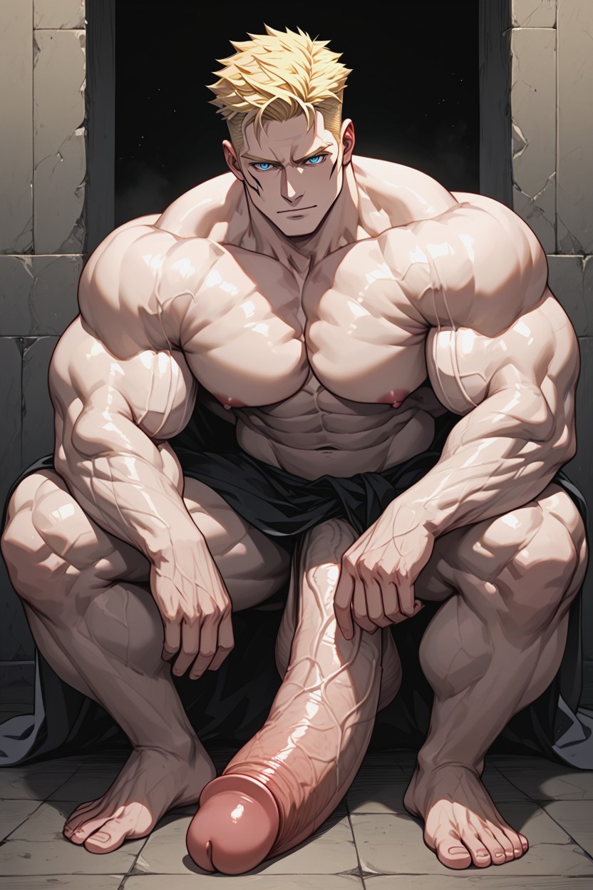 Oversized Muscles, Looking At Viewer, Muscular Handsome Guy Aryans AI Gay Porn