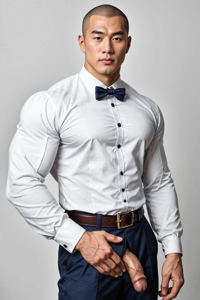 Professional Office Attire, With Moyen Uncut Dick Out Of Hole On The Pant, Tailored Fit Porno IA Gay