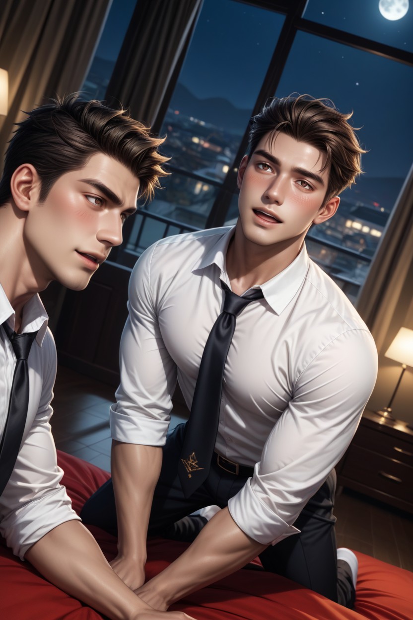 Bounce Line, Clothed, Night AI Gay Porn