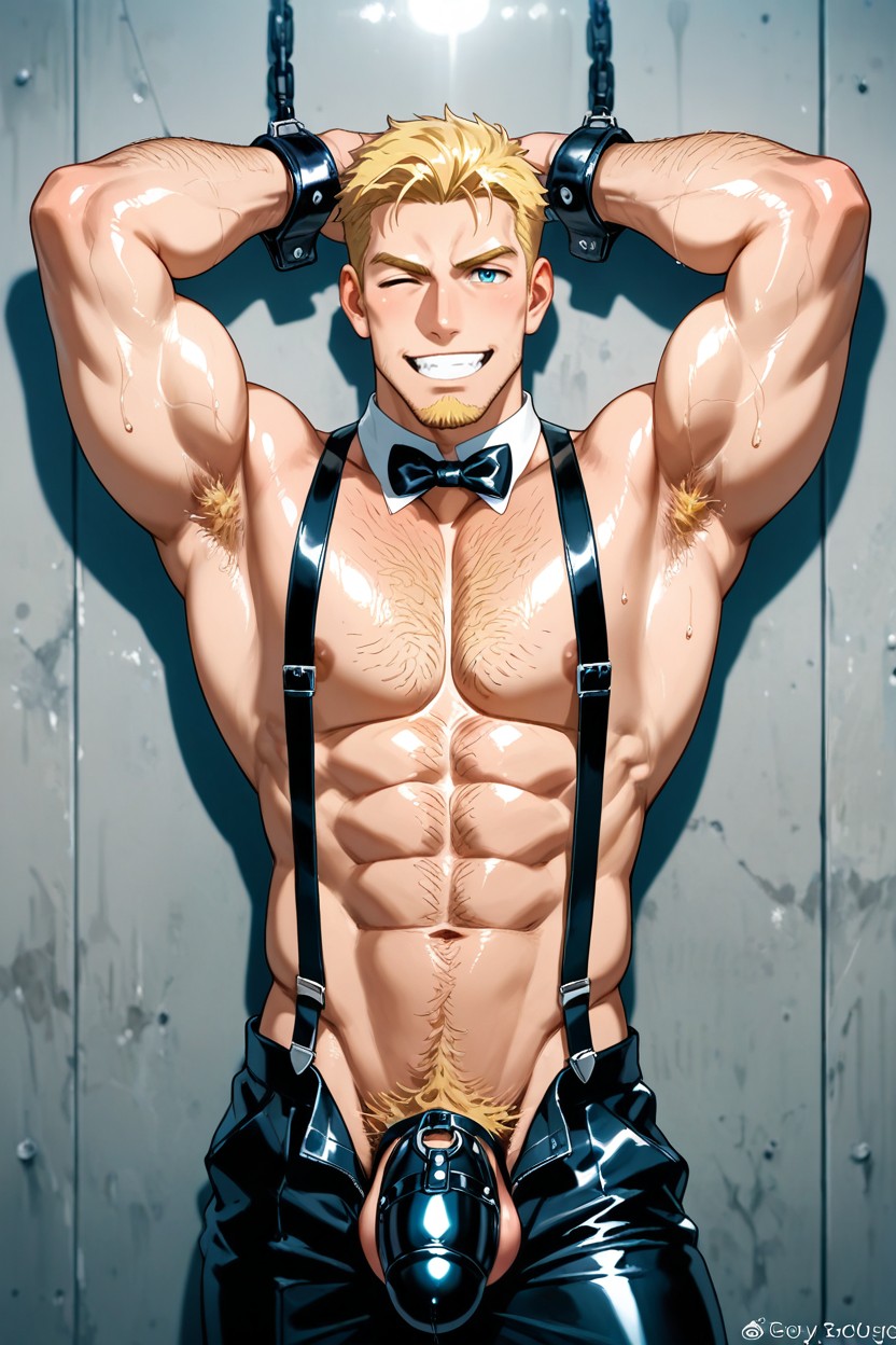 Light Skin, Skinny, Blonde Pubic Hair AI Gay Porn