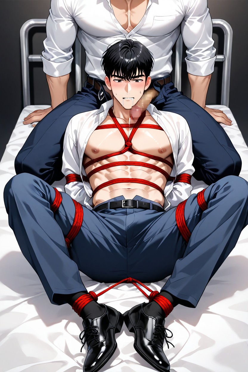 Black Work Shoes, Groping, Korean AI Gay Porn