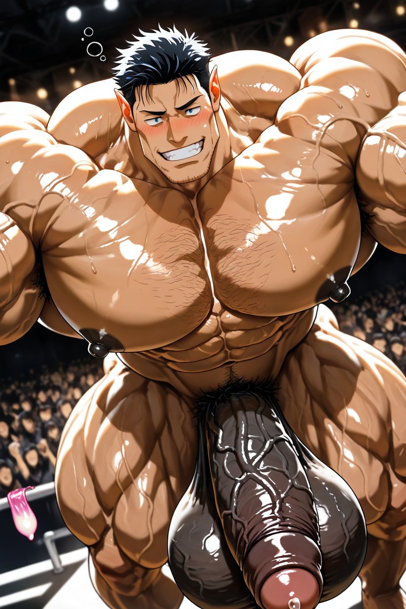 Deeply Etched Blocky Abs, Pointy Ears, Foreskin AI Gay Porn