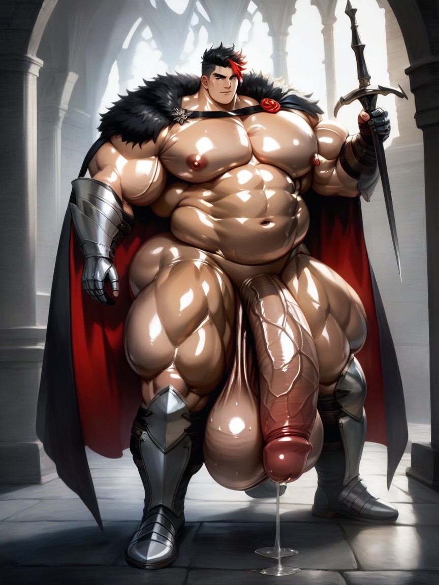 Flaccid, Shiny Skin, Black Leather Gloves Porno gay IA