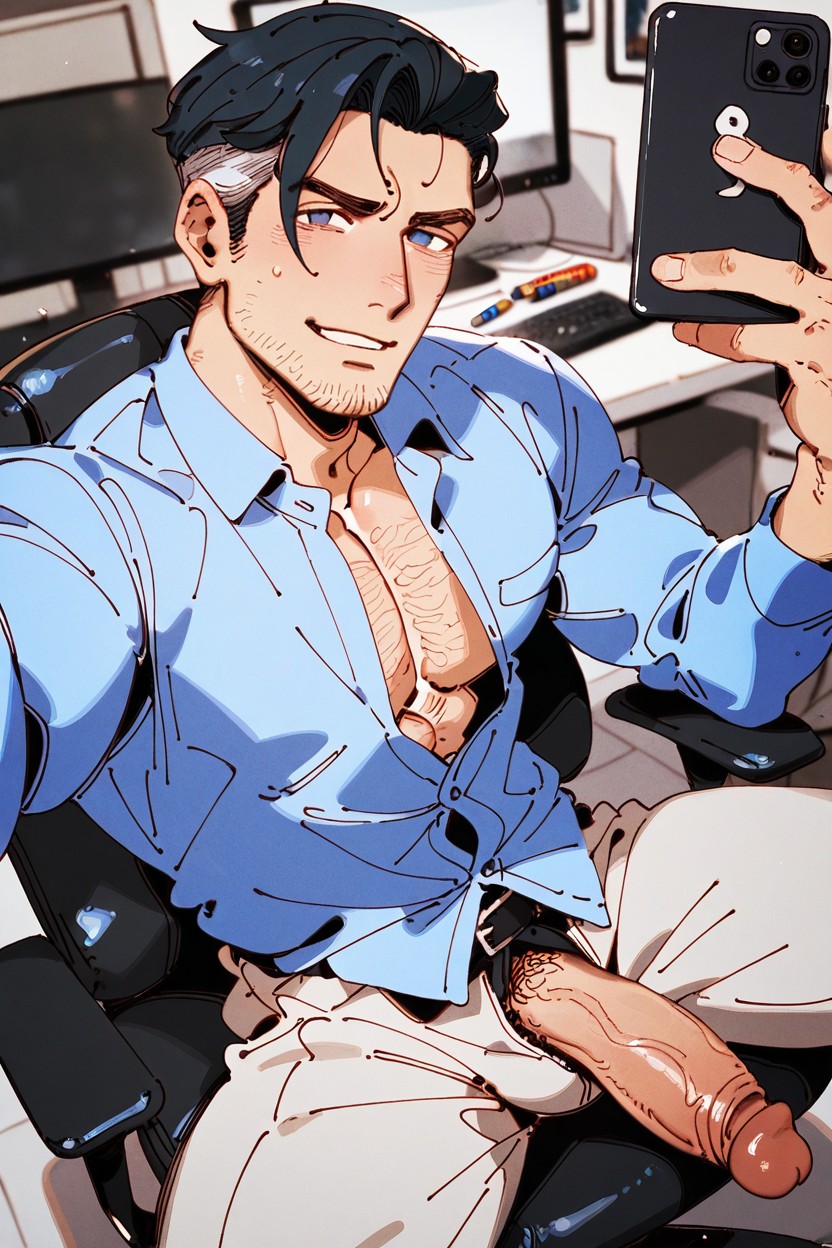 A Few Sexy Chest Hairs, Gsusart Style, Semi-realistic Anime Porno gay IA