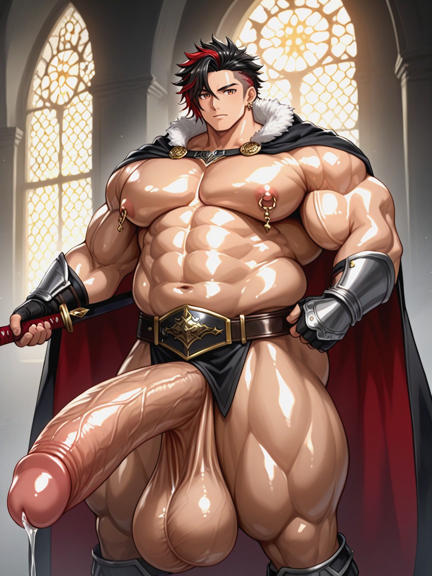 Dynamic Lighting, Dark Fantasy Outfit, Hyper Genitals AI Gay Porn