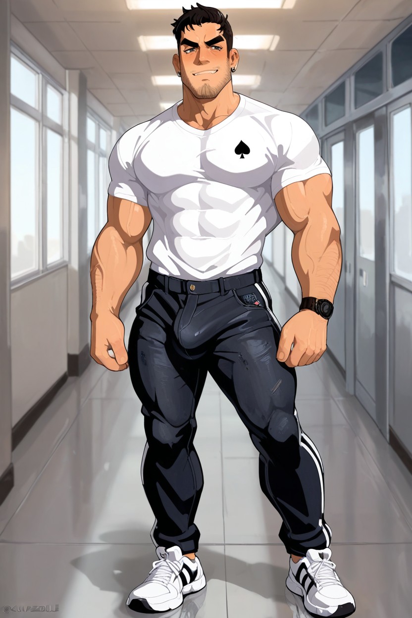 Mamimi Style, Shaven Beard Countouring Jaw, Black Caesar Haircut AI Gay Porn