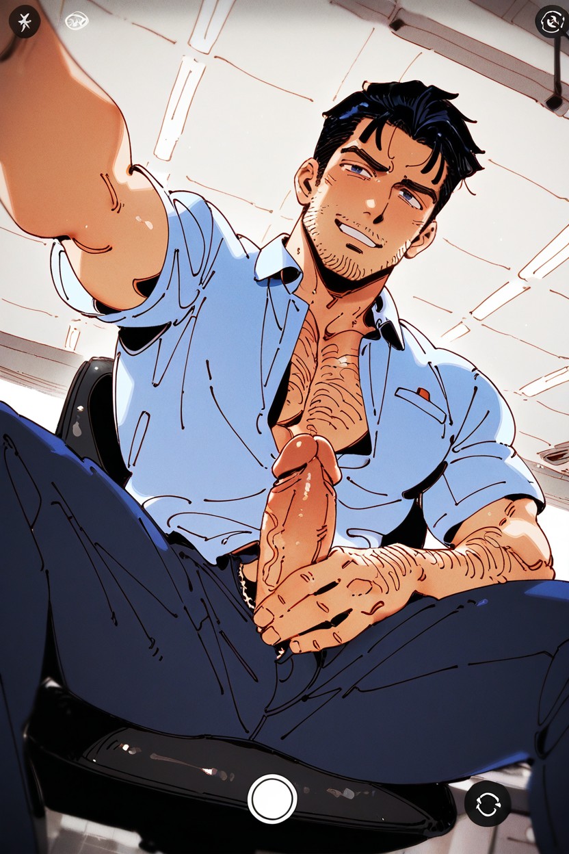 Gsusart Style, Large Soft Penis Wink, Semi Cartoon Art AI Gay Porn