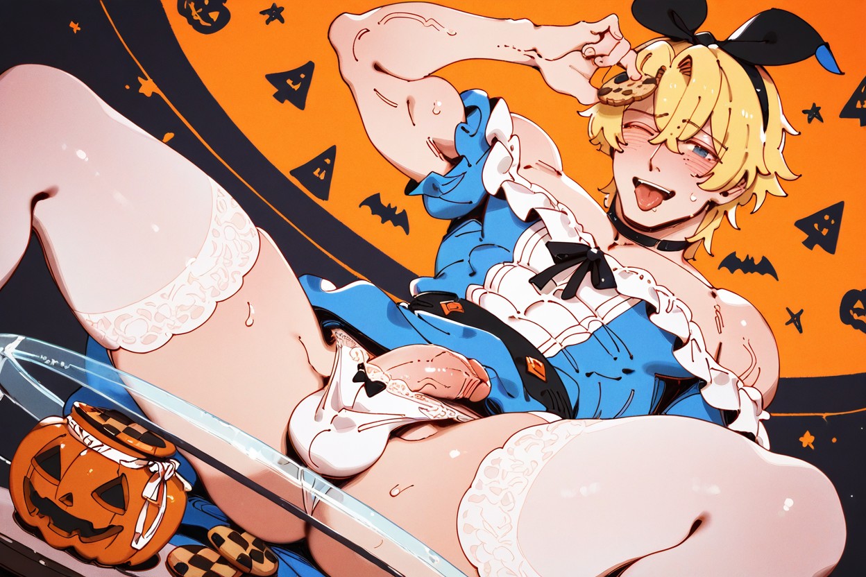 Halloween Theme, Handsome Japanese Man, Digital Variant Art AI Gay Porn