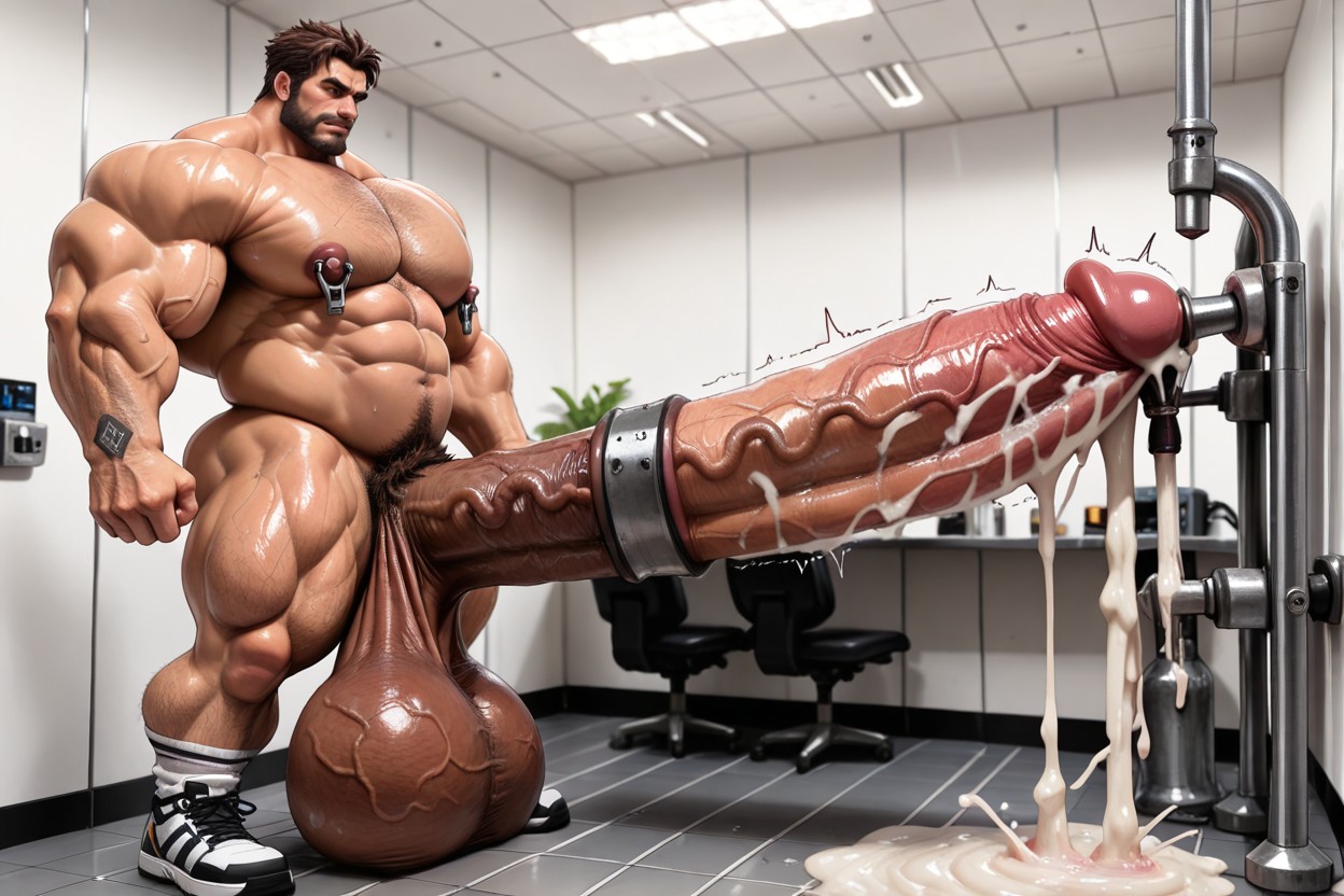 Girthy Metal Rod In Urethra, High Top Sneakers, Massive Muscles 게이 AI 야짤