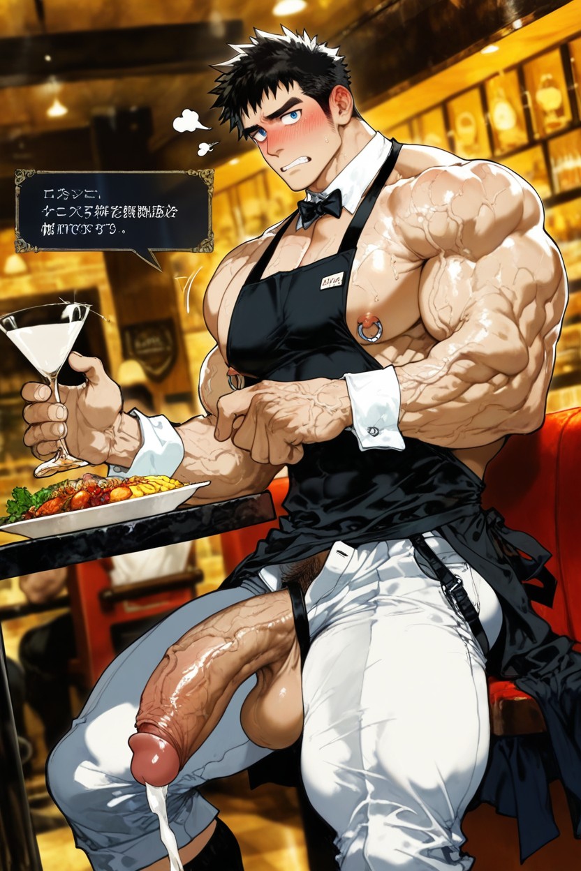 Muted Tones, Bulging Biceps, Shy Expression AI Gay Porn