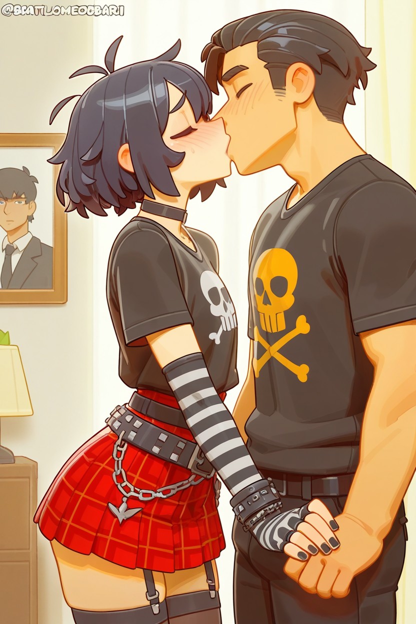 Nyuudles, Dark Black Stockings, 2 People AI Gay Porn