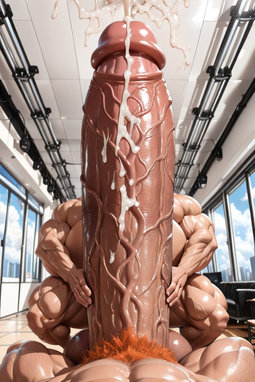Masturbation, Impossibly Thick Hyper Penis, Hairy AI Gay Porn