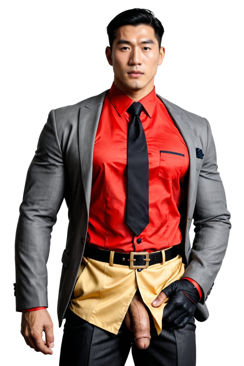 Du Bas Vers Le Haut, Gigantic Muscles, Gray Tailored Three-piece Suit Porno IA Gay