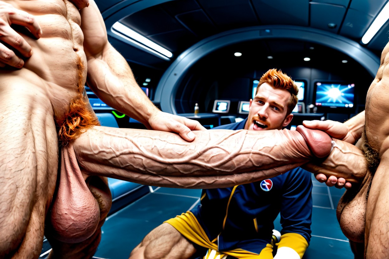 Nyuudles Style, Multiple Men With Hyper Cocks, Uncut Hyper Cock Twice As Tall As Him AI Gay Porn