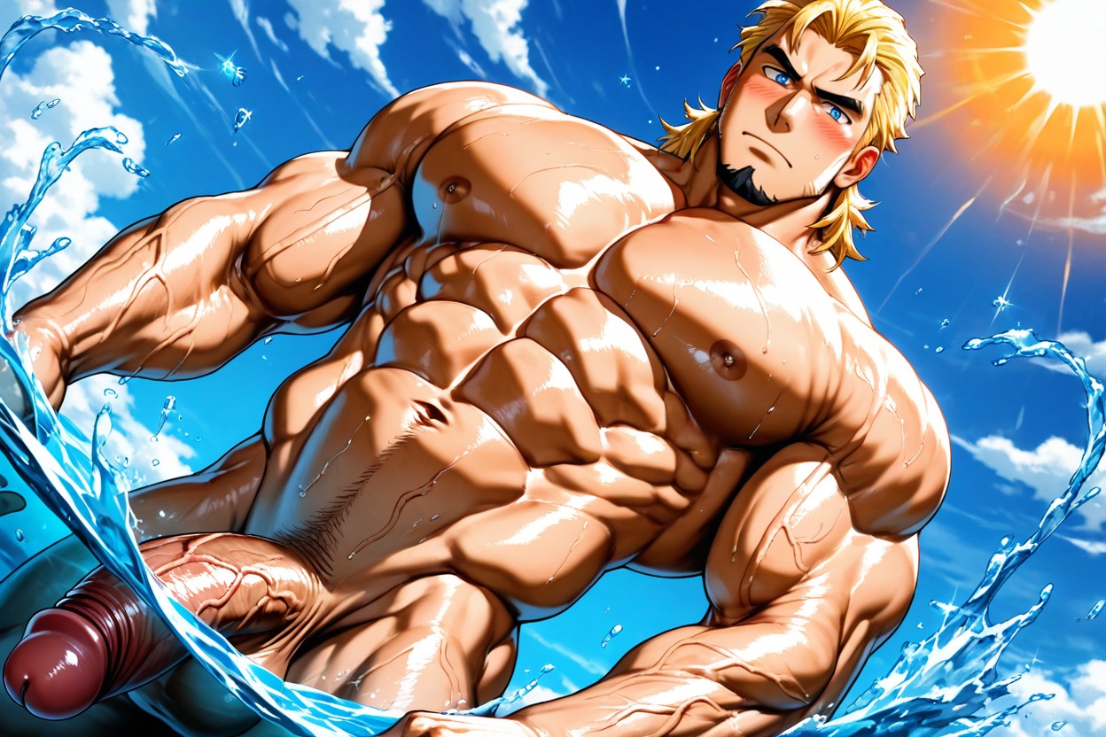 Man, Sun Burnt, Handsome Anime AI Gay Porn