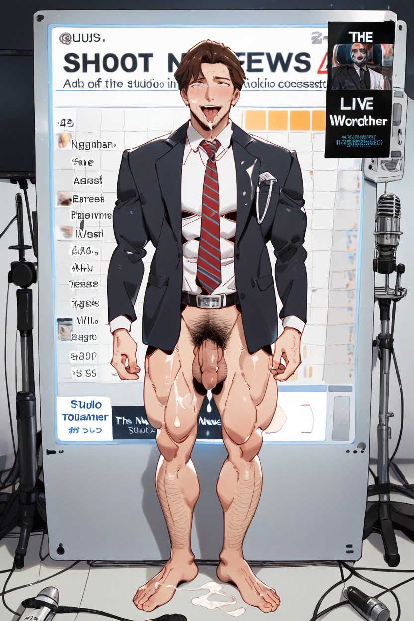 Straight Nose With Large Base, Light Colors, Muscular Abs And Legs AI Gay Porn