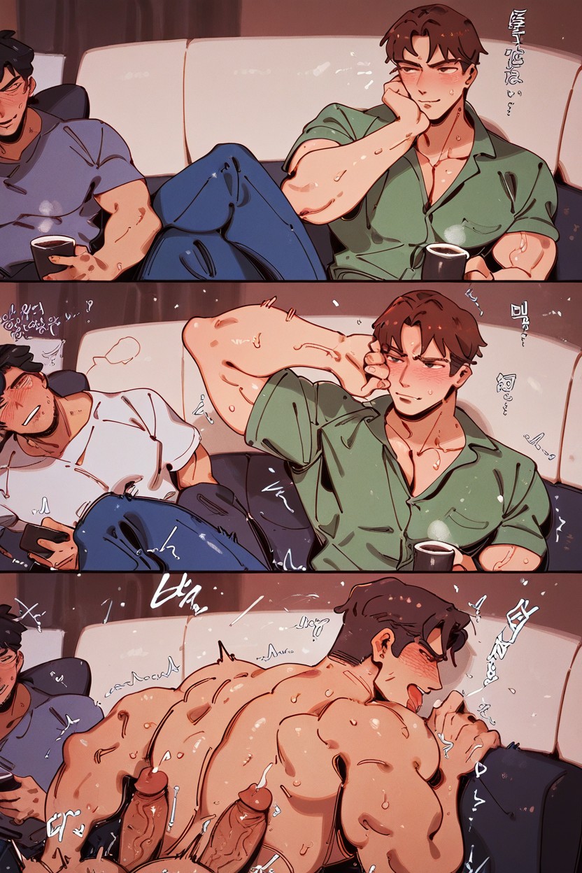 Arms Over Shoulder, Guys Throwing Off Their Clothes, Sports Anime AI Gay Porn