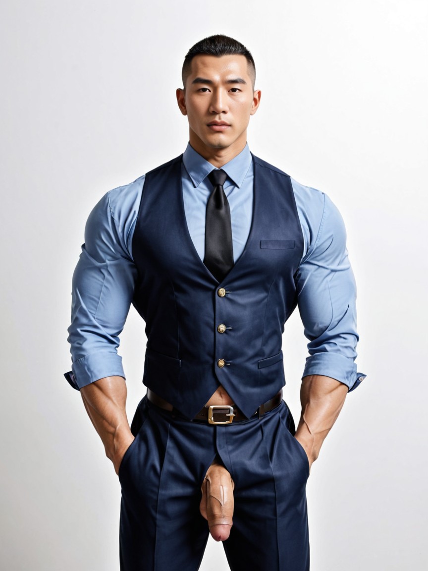 Upright Posture, Smooth Skin, Closed Front Fly AI Gay Porn