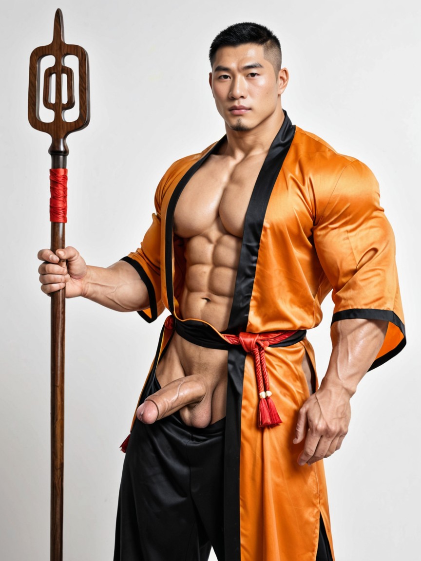 Ankle-length Traditional Chinese Trousers, Adult Male, Huge Nose AI Gay Porn
