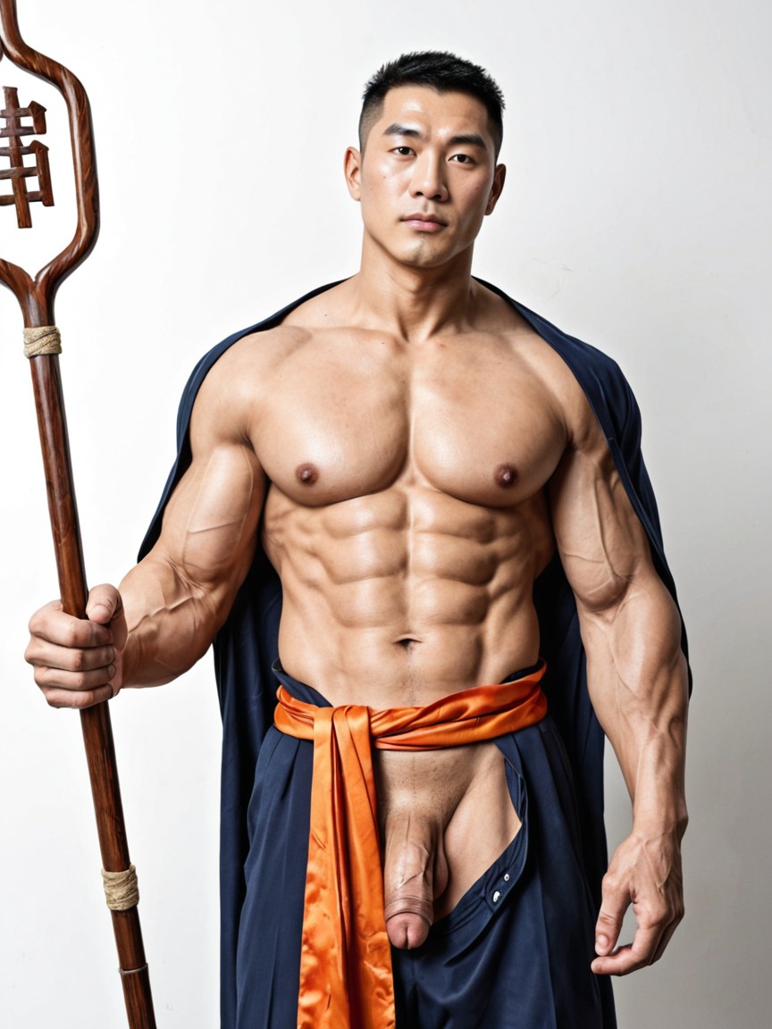 Oversized Muscles, Extremely China Man's Face, Hook Nose AI Gay Porn