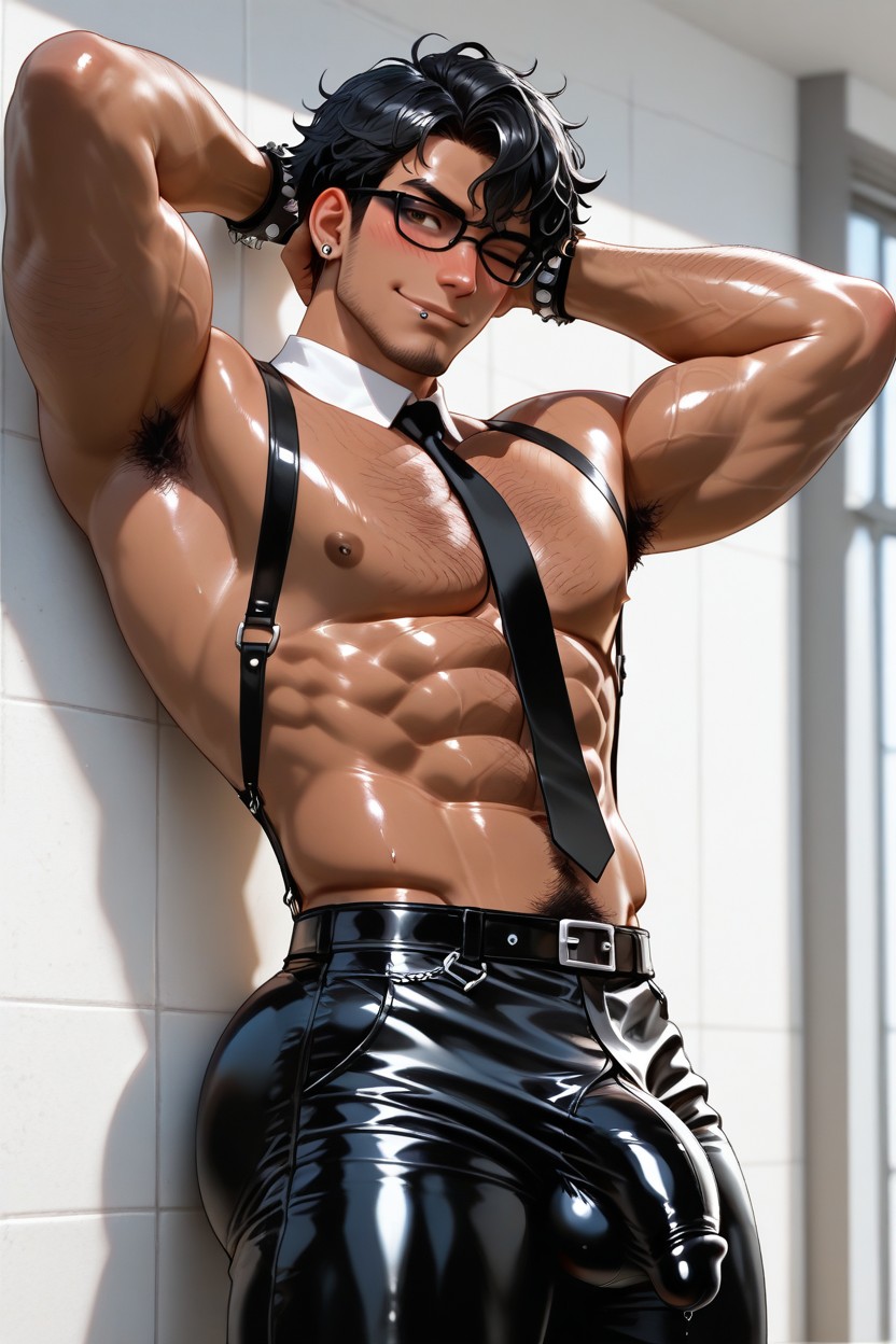 Slicked Wavy Hair, 18+, Wearing Black Glasses Porno gay IA