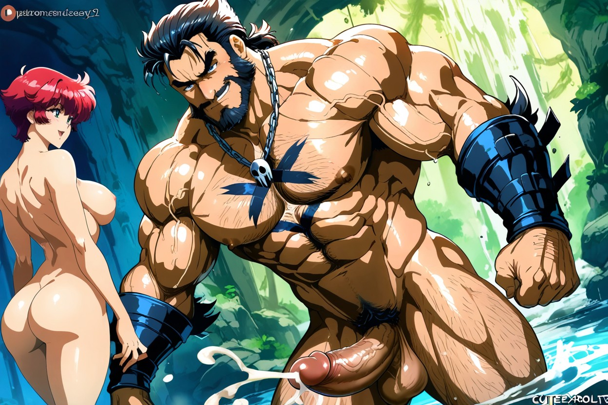 Wolverine Muscular, Glossy Soft Art Style, Anime Style 게이 AI 야짤