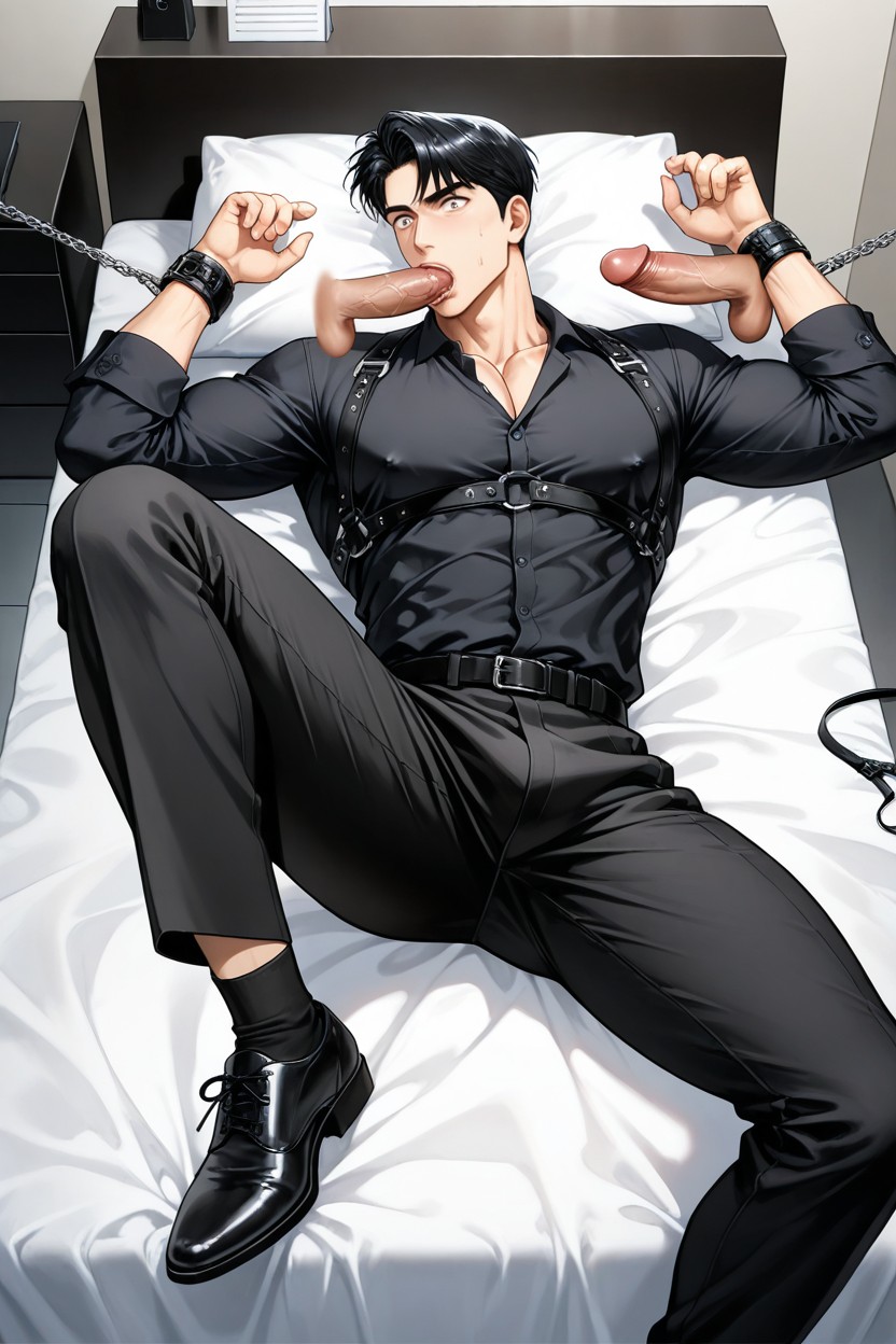 Black Socks And Black Work Shoes, Black Pants, Belt Porno gay IA