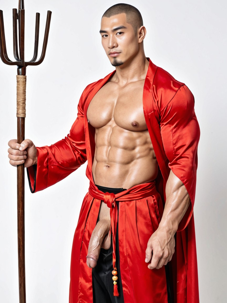 Fierce Face, Super Muscle Large Body, Masculine AI Gay Porn