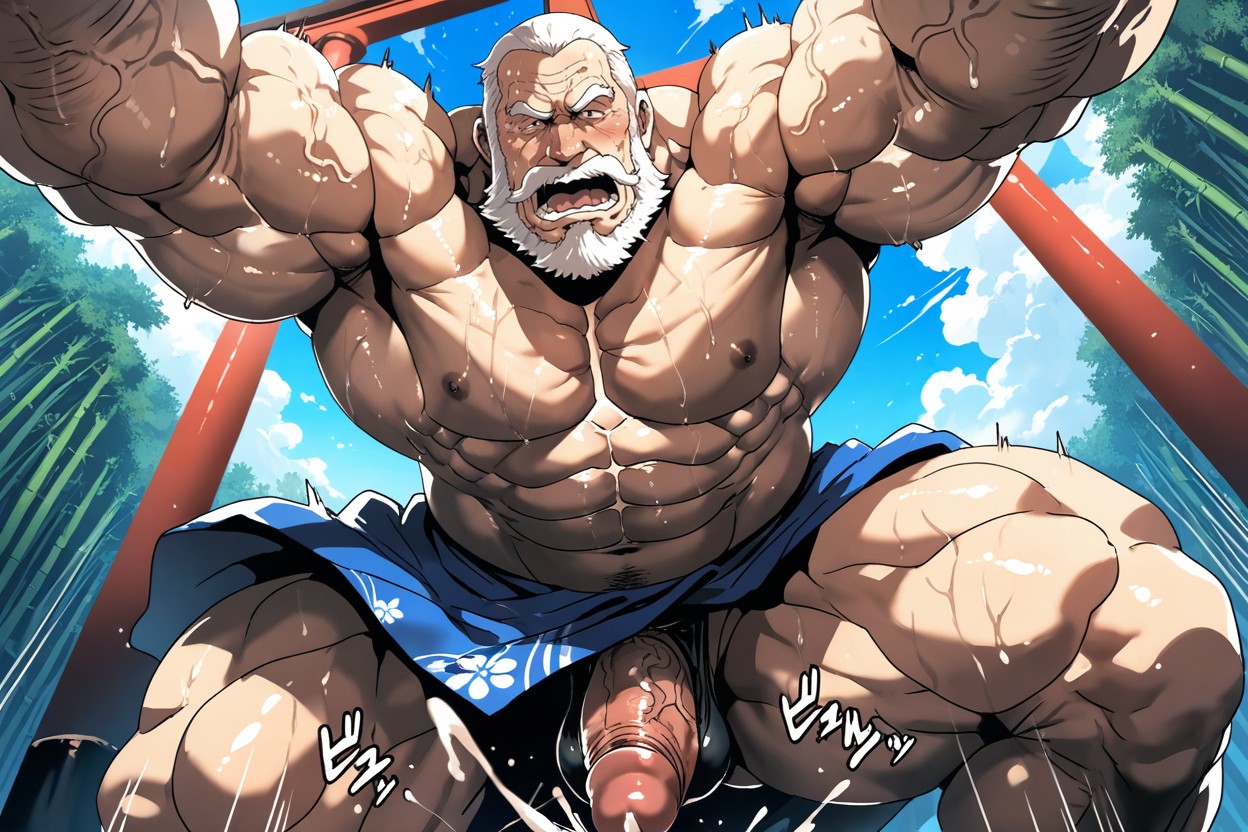Heavy Beard And Mustache, Towering Broad Shoulders, Enormous Thick Arms AI Gay Porn