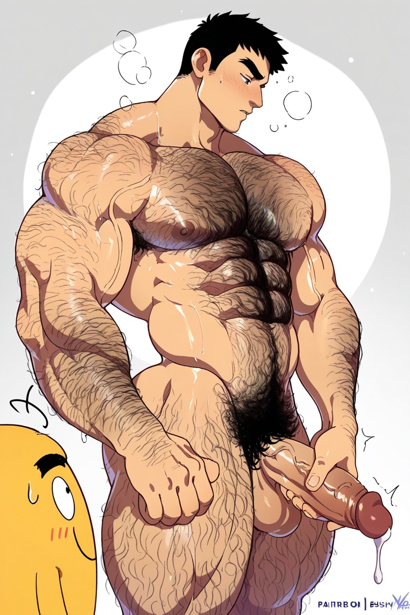 Bushy Hairy Chest, Massive, Thick Legs AI Gay Porn