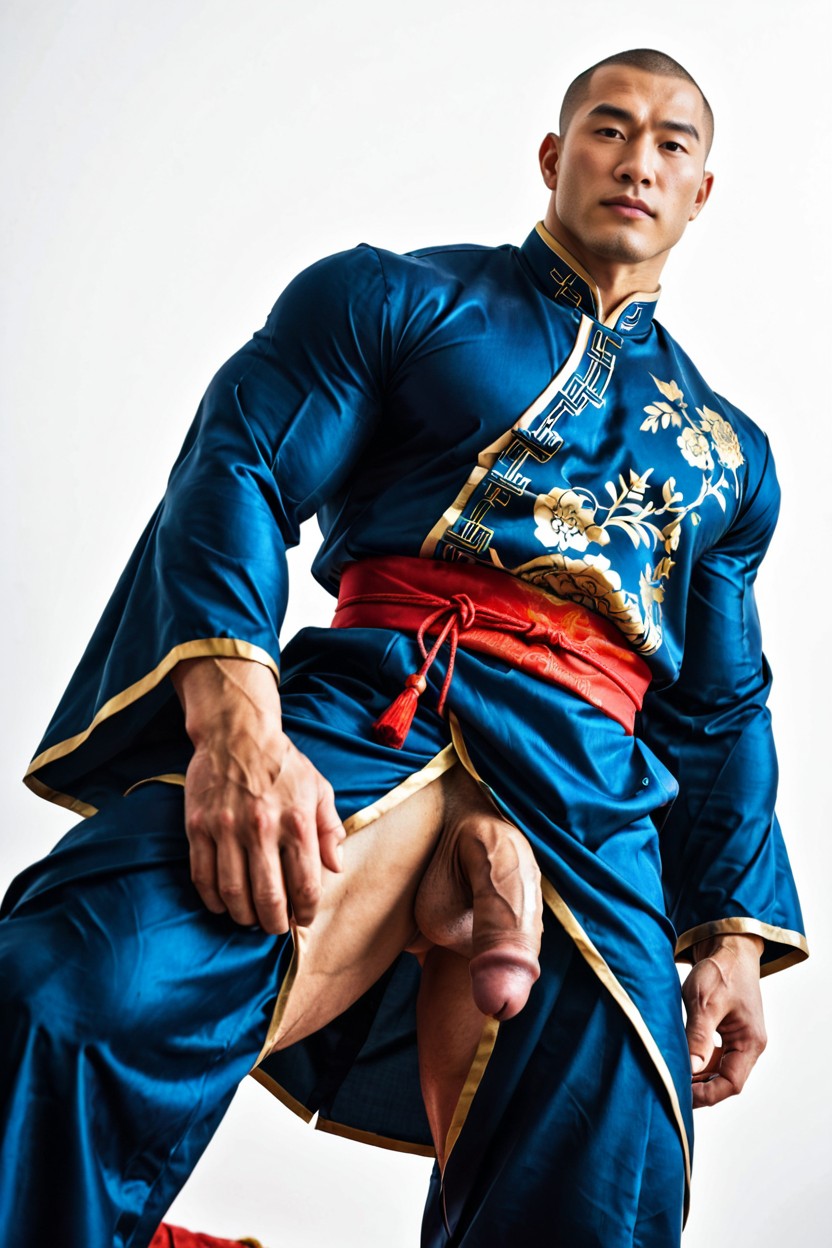 Fully Dressed, Neat Natural Drape, Moyen Flaccid Size Penis AI Gay Porn