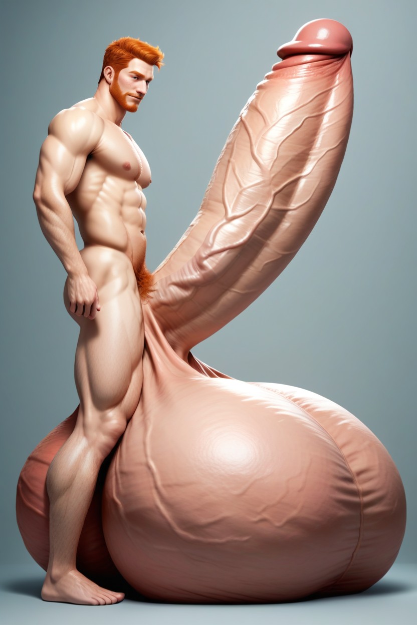 Oversized Hyper Gigantic Balls, Moreoversized Hyper Gigantic Penis, Ginger Body Hair AI Gay Porn