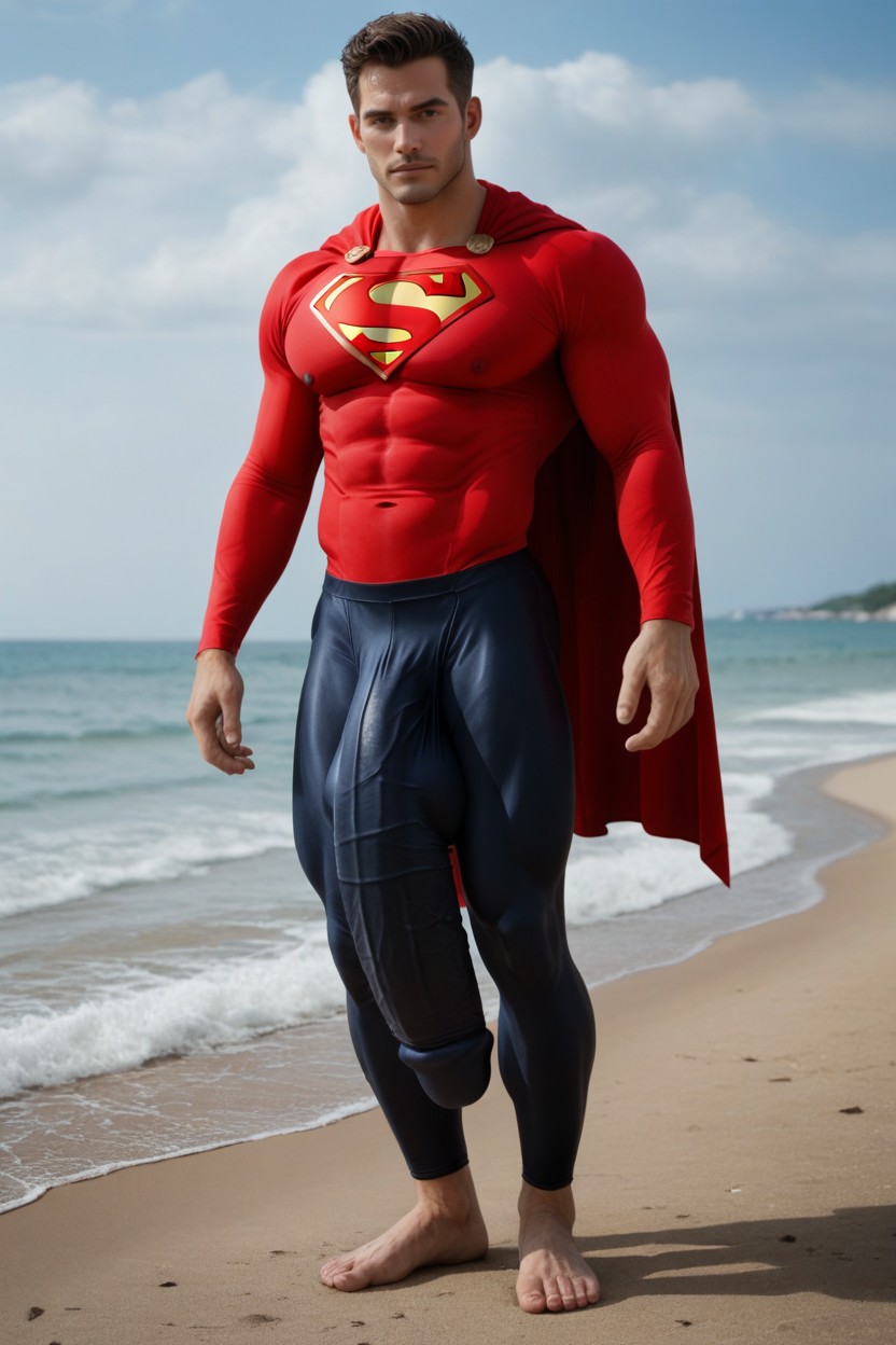 Hyper Six Pack Abs, Fully Clothed Muscular Man With Huge Crotch Hyper Cock Bulge Hanging To His Ankles, Safe For Work Porno gay IA