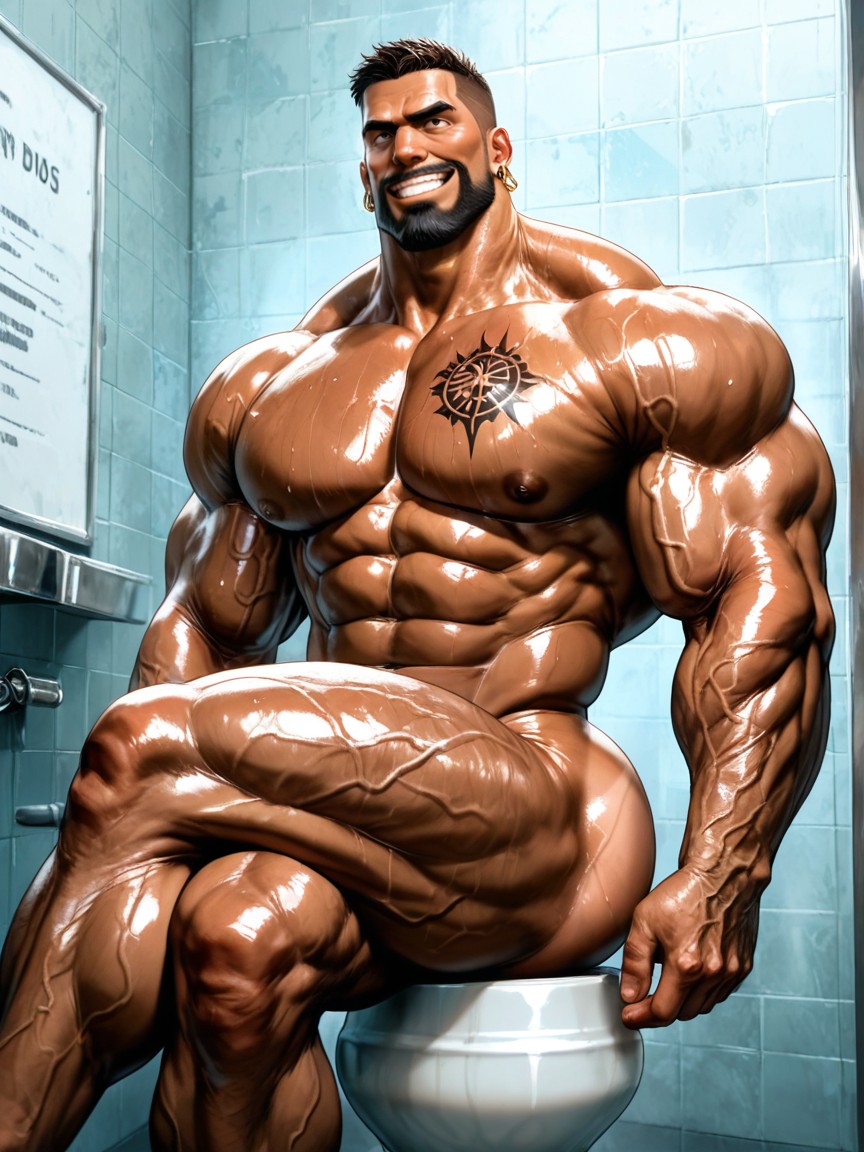 Detailed Muscles, Huge Neck, Thick Eyebrows Porno gay IA
