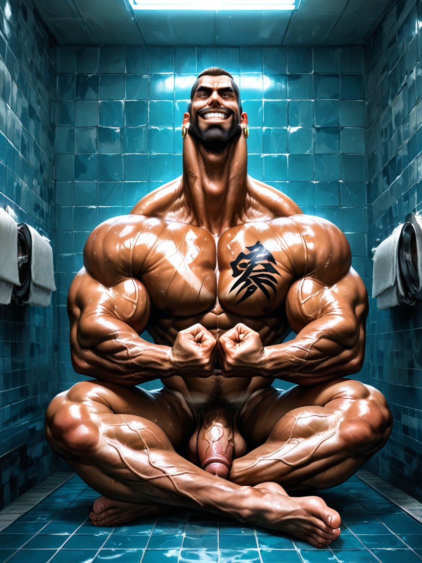 Sitting Down, Massive Legs, Huge Muscles AI Gay Porn