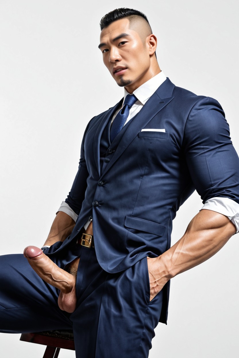 Uncut Dick Size Moyen Downward, Músculos Sobredimensionados, One Hand In Trouser Pocket Porno gay IA