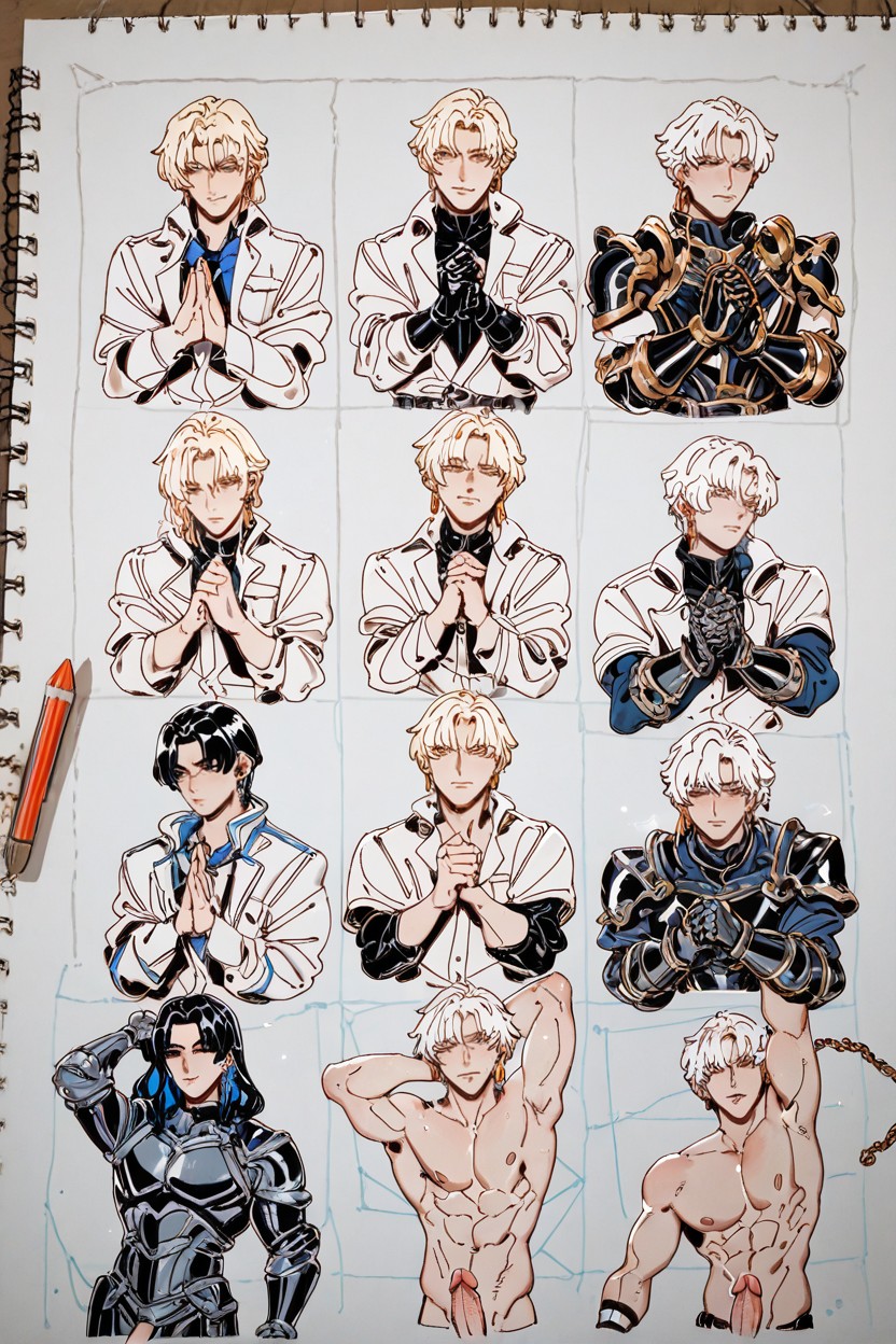 Anime Sketching, Digital Variant Art, Armor Gloves AI Gay Porn