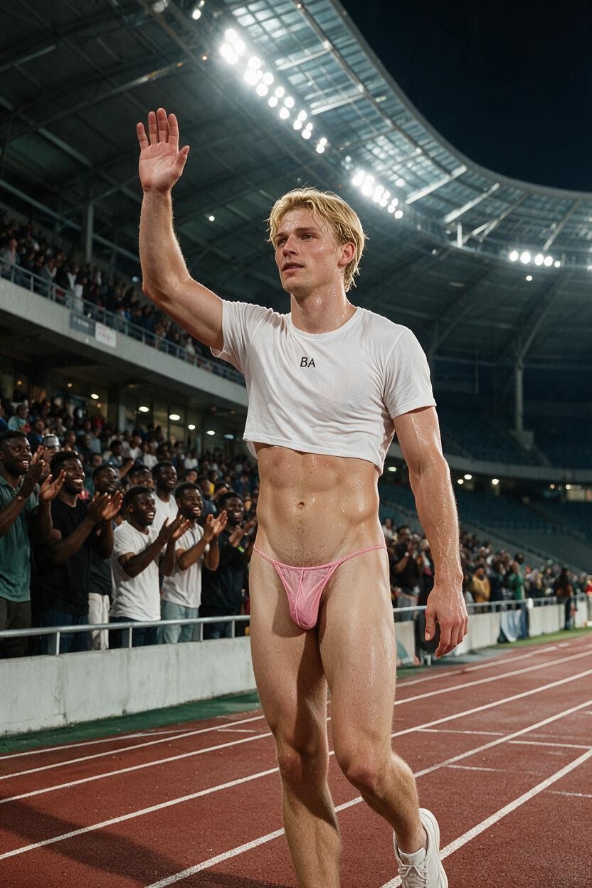 At Night, High Quality, Very Tight White Crop Top AI Gay Porn
