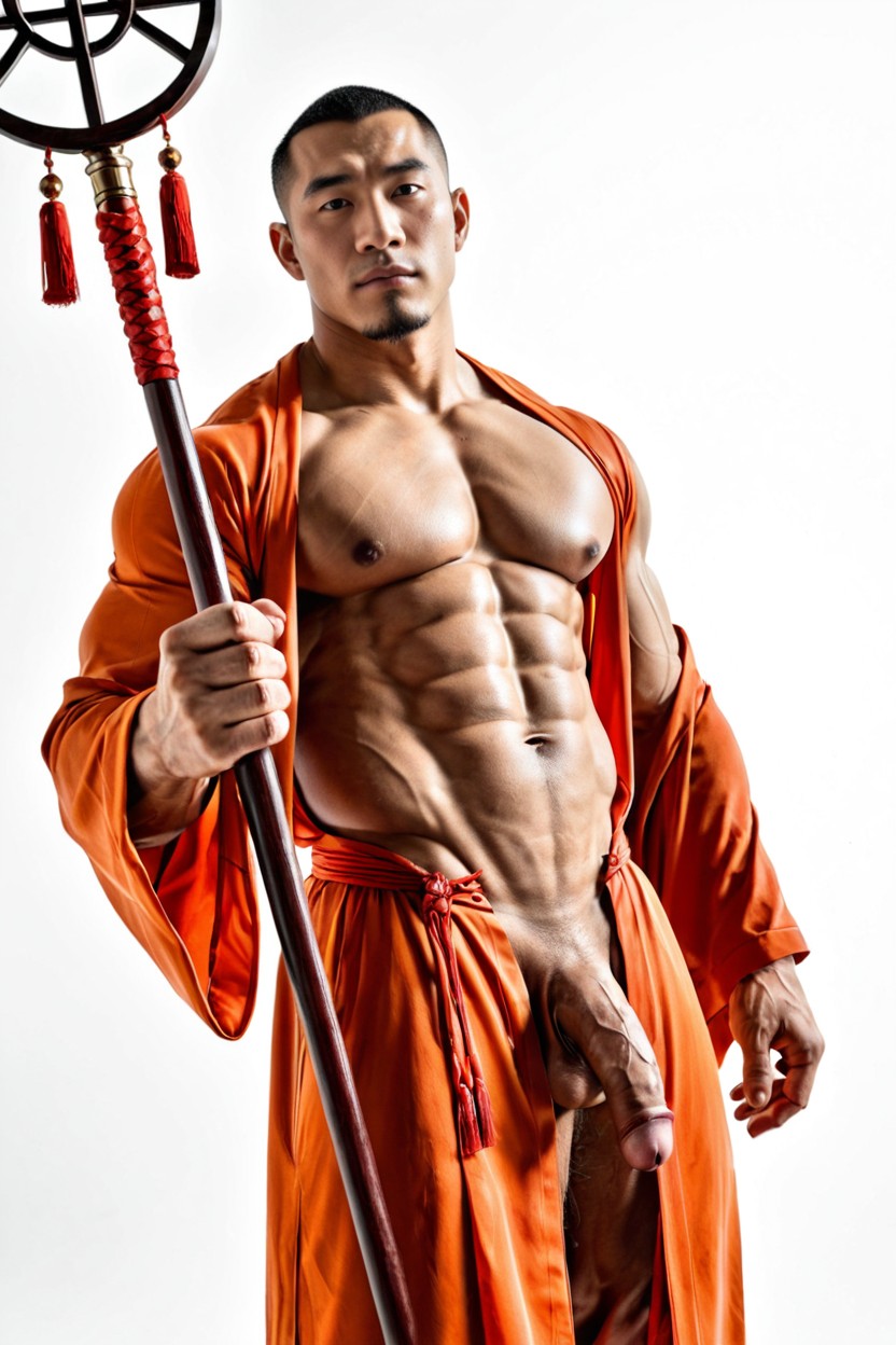 Impossibly Huge Muscles, Medium, Uncut Dick Size Moyen Downward AI Gay Porn