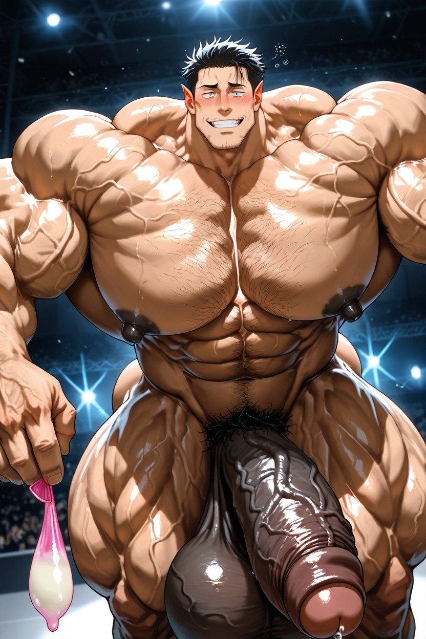 Plusate Motionline, Beitemian Art Style, Giant Hyper Muscular Bodybuiler Male AI Gay Porn