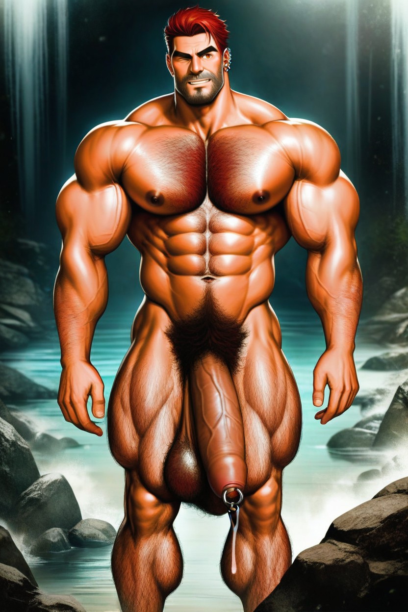 Muscled Thick Torso, Naked, Cave AI Gay Porn