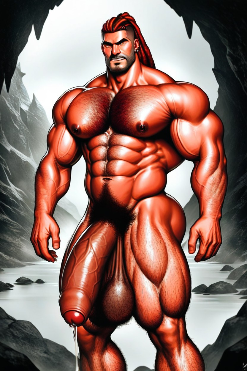 Square Pecs, Tribal Markings On The Torso, Side Nipples AI Gay Porn