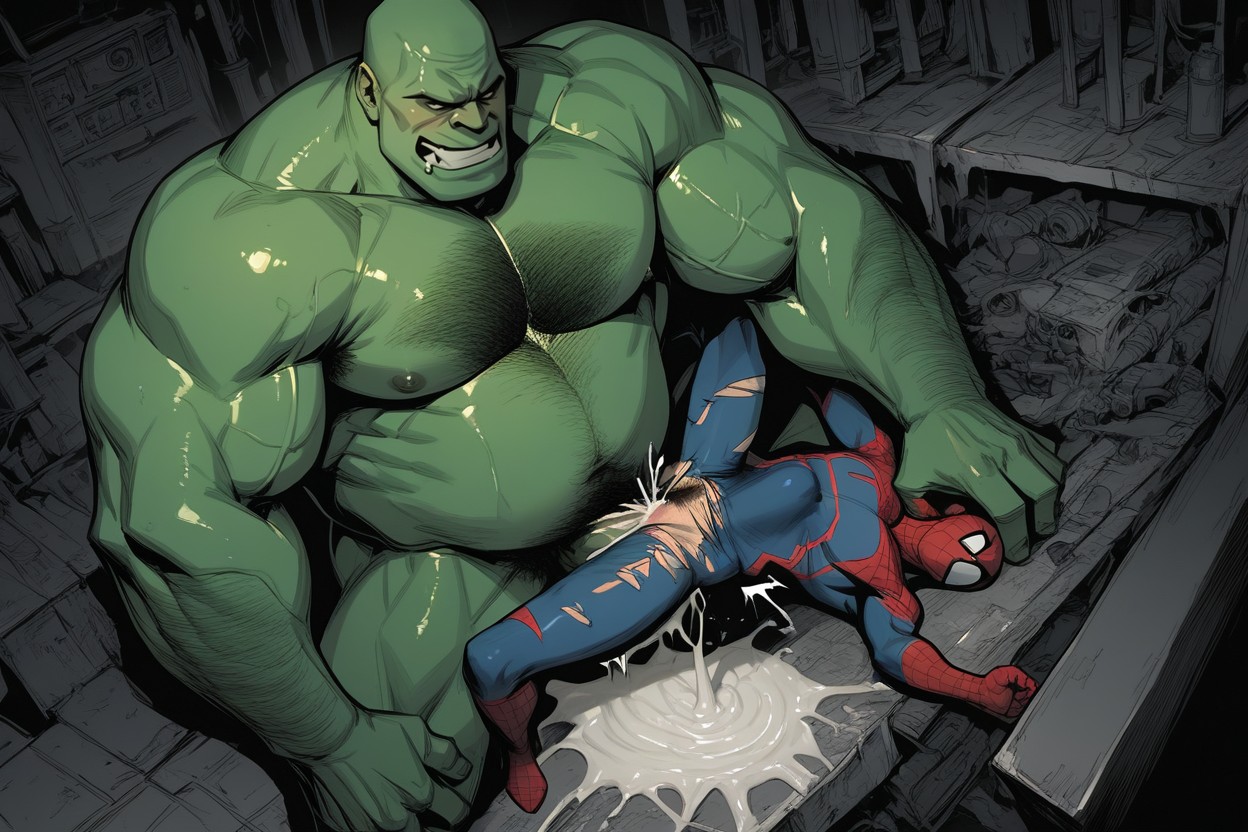 Deep Thrusts, Kneeling, Horny Hulk AI Gay Porn