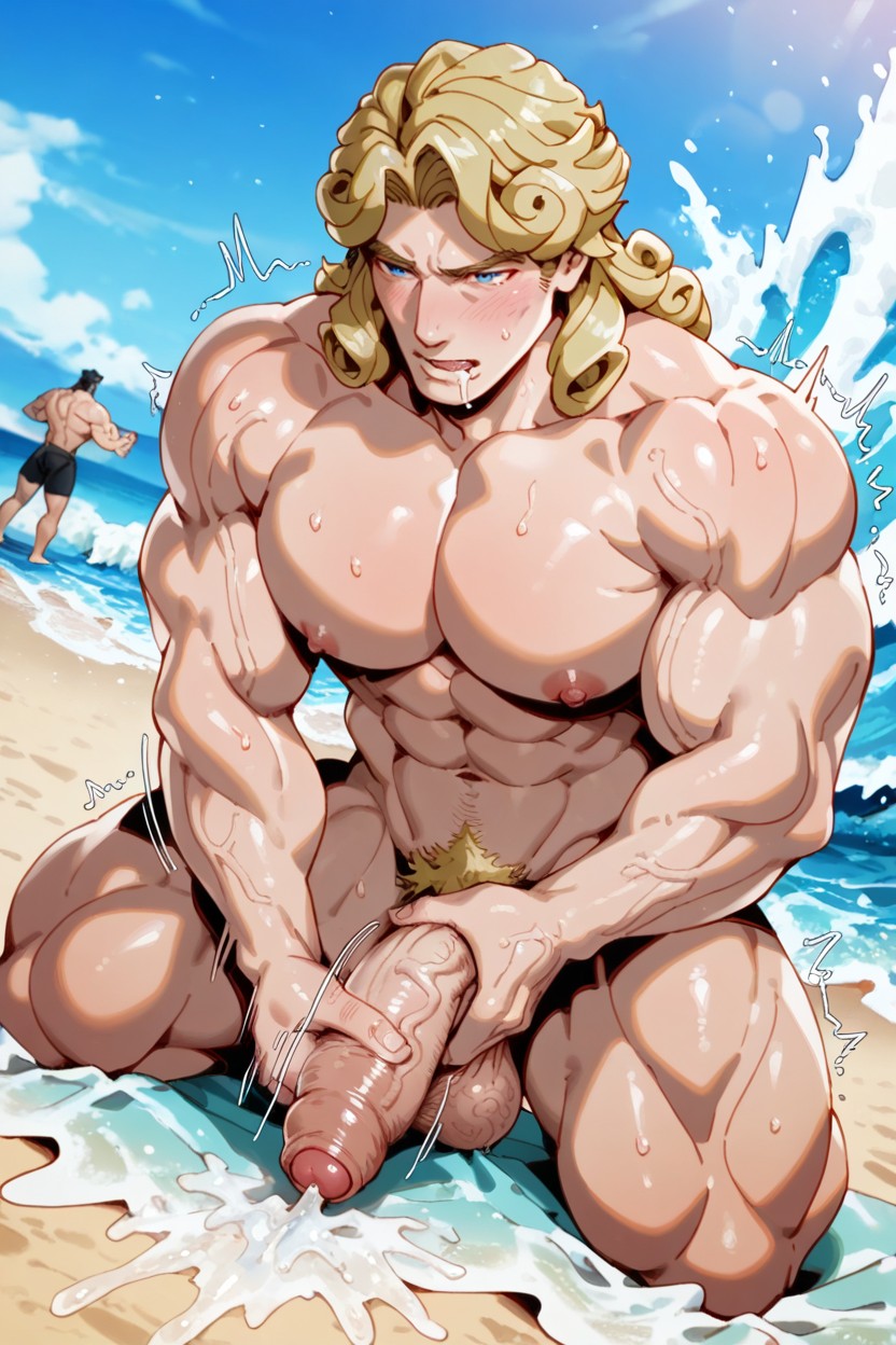 Pastel Blonde Hair, D Anime Art, Seductive Face Expression AI Gay Porn
