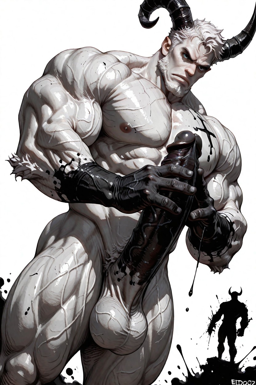 Three-quarter Profile, Leonardo Davinci Artstyle, Highly Detailed Muscular Satyr AI Gay Porn