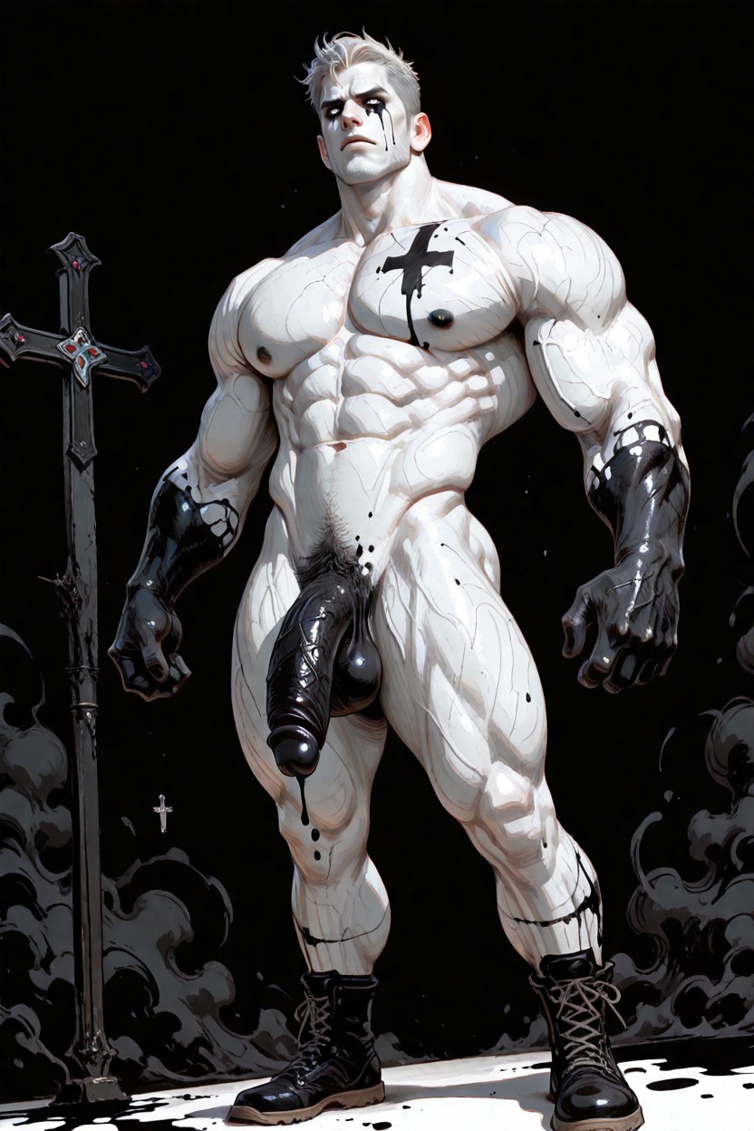 Large Splash Of Black Paint Covers/hides Male Nipples, Look Up, Coarse Blending Porno gay IA
