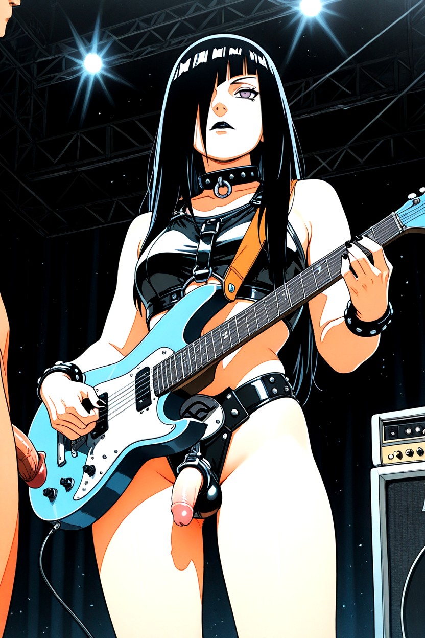 Accurate Art Style, Skinny, Standing On Stage Holding Guitar AI Gay Porn