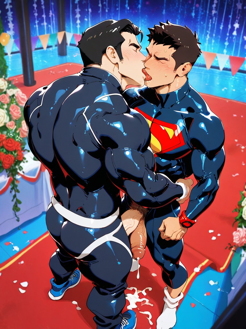Drooling, Hyper Gigantic Glans Cocks Side View, Foreskin AI Gay Porn