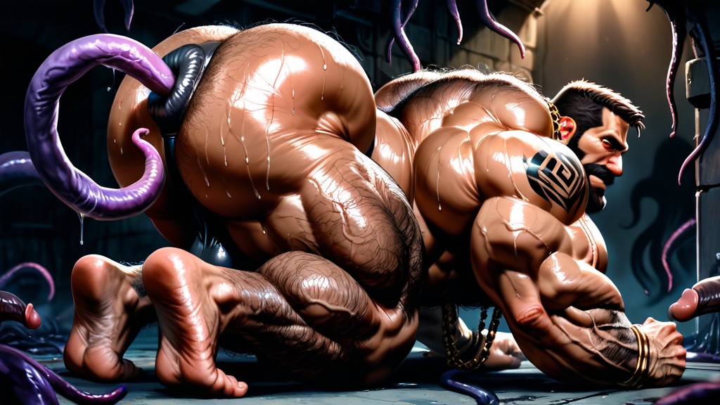 Big Lats, Huge Black Beard, Hyper Wide Muscle Back AI Gay Porn